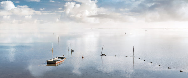 Fine art photograph of a row boat in Kaneohe bay Oahu, hawaii. 