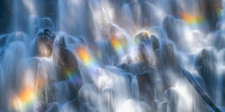 rainbows dance at the base of ramona falls. 