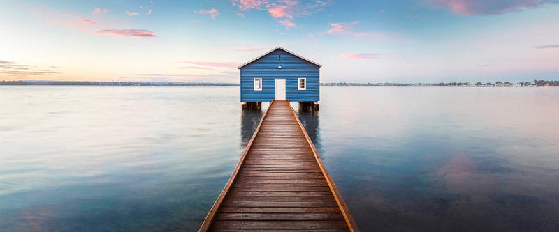 Photograph of Crawleys Boathouse along the Swan River in Perth at Sunrise. 