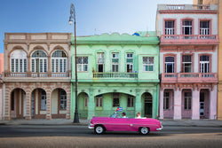A pink convertible in Havana Cuba