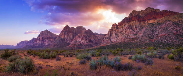 Photograph of Red Rock Canyon at sunset near Las Vegas, Nevada. 