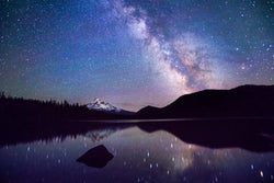 The Milky Way reflects below Mt. Hood