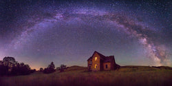 Abandoned farmhouse in central oregon under the milkyway. By Lijah Hanley.