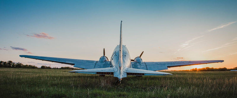 Fine art aviation photography of a DC-3 or C-47 at sunset. 