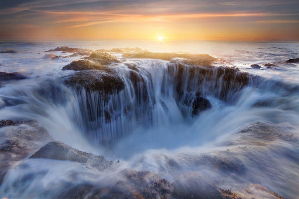 Thors well on the Oregon Coast at sunset. By Lijah Hanley. 