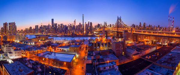 Photograph of the new york skyline from queens. 